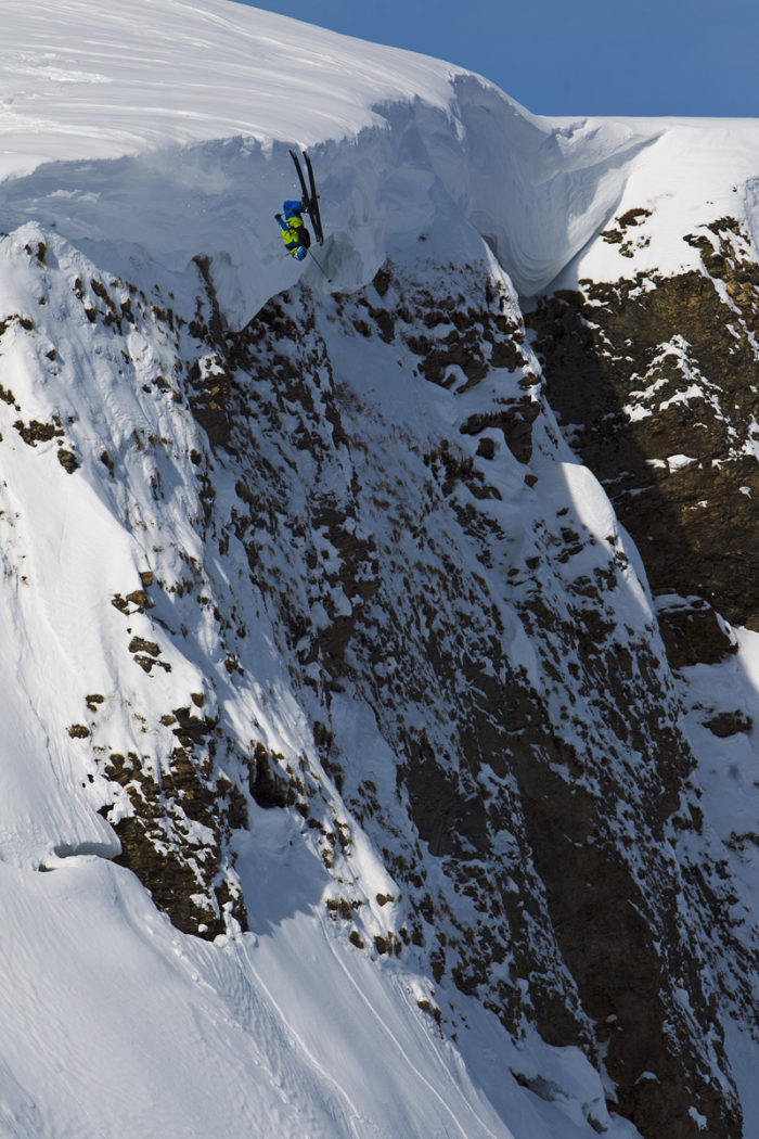 Olof Larsson, som vi är vana att se honom, i hemmabergen i Engelberg.
