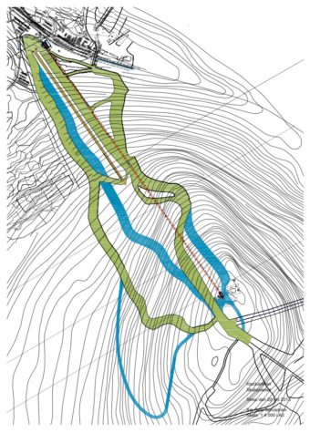 Skiss över Väst-området på Vemdalsskalet.