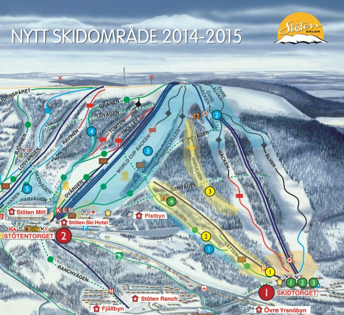 De nya backarna är markerade med gult.