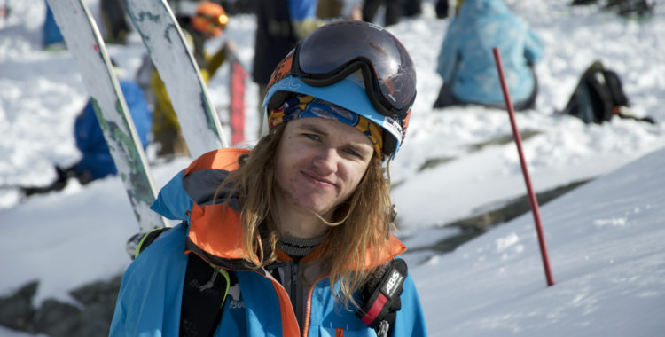 En halvless Gustav Corin efter tävling. Nu dock mer nöjd när han är veckans freeridemedlem