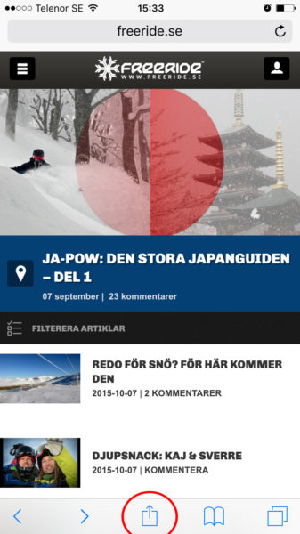 Klicka på dela ikonen