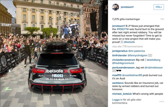 Bilen som numer är nedbränd