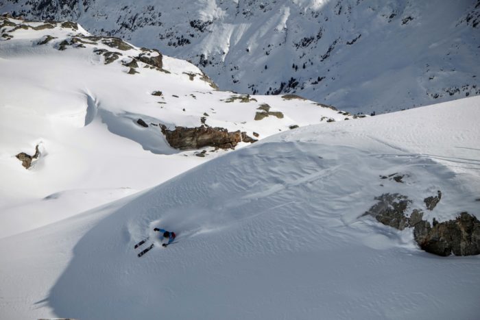 Martin Åkesson testar en långsväng i Corvatsch