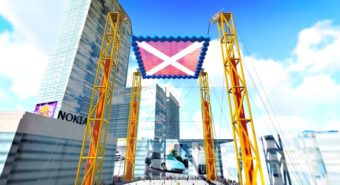 En animation av Lukes måltavla som han ska träffa från 8000m