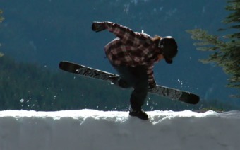 Sämi Ortlieb åker skateboard med skidor