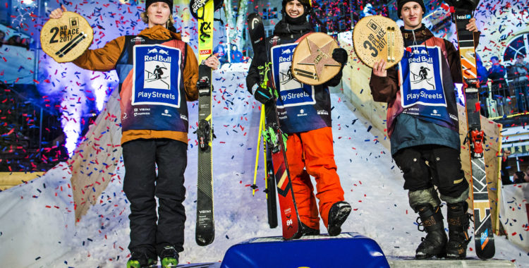 Palltrion Playstreets 2017: Andri Ragettli (2:a), Jesper Tjäder (1:a) och Lukas Müllauer (3:a).