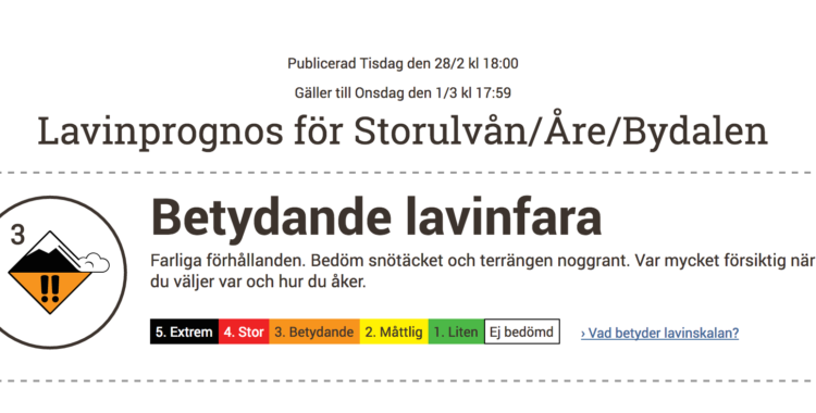 Femgradiga lavinskalan stoppas i Åre, Ramundberget och Abisko.
