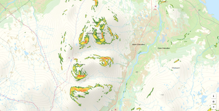 Snaasahögarna, Tväråklumparna och Getryggen är populära turer vid Storulvån utanför Åre. Dagliga prognoser om lavinläget from idag. 