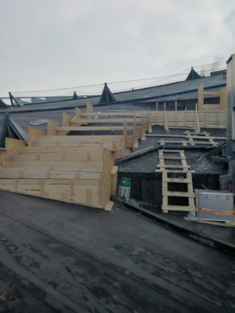 Takparksarbetet på Kraftverksbacken.