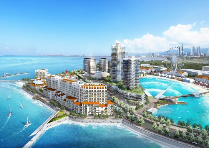 En bild av den planerade surflagunen i Sydkorea.