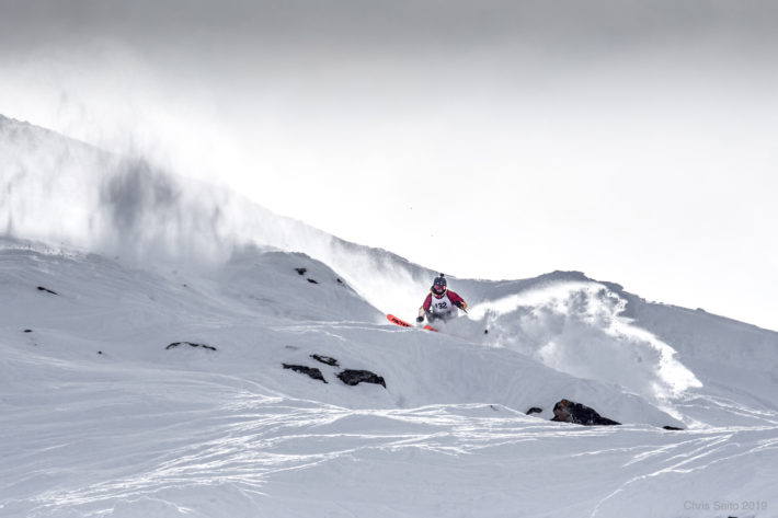 Nils Uski tävlar i 2019 IFSA North American Junior Freeride Championship i Kicking Horse Mountain Resort, B.C.