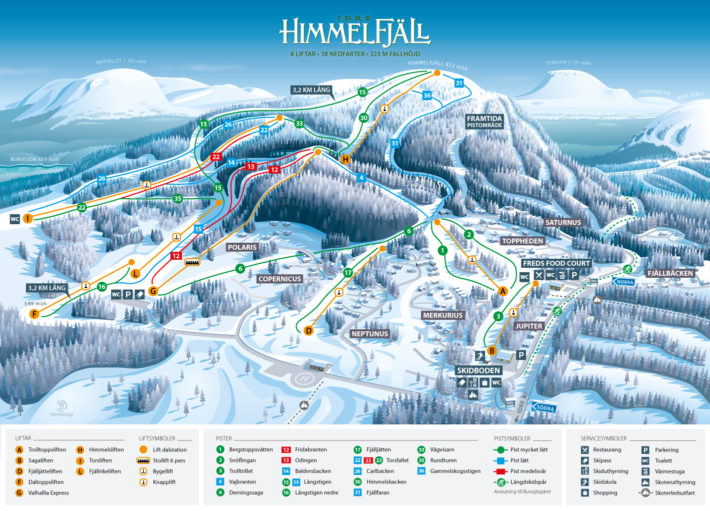 Första vintern blir pistkartan så här i Idre Himmelfjäll, men fler satsningar på lift och pist ligger i masterplanen.