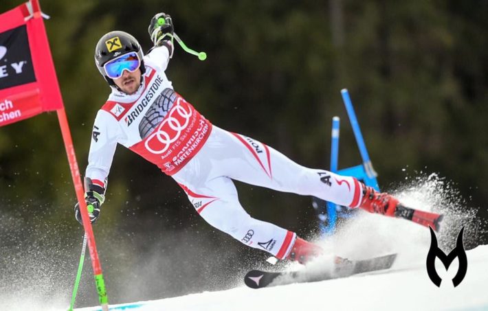 Marcel Hirscher korregerar under världscupen i Garmisch-Partenkirchen.