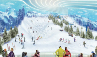 En skiss över hur USA:s första inomhusbacke kommer att se ut.