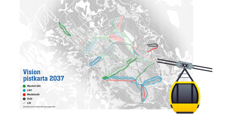 Idre Fjäll slår på stort och bygger gondol till julafton 2022, bilden är visionen för 2037.