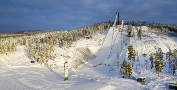 Lugnetarenan i Falun med hoppbacke och längdstadion, här ska big air-hoppet byggas.