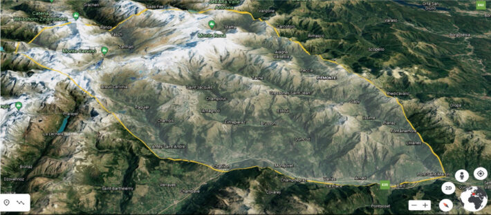 kartbild över hela området som skulle räknas till ett skidsystem.