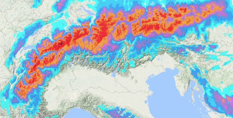 Snö påväg mot Frankrike.