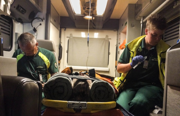 Första av många ambulansturer den helgen
