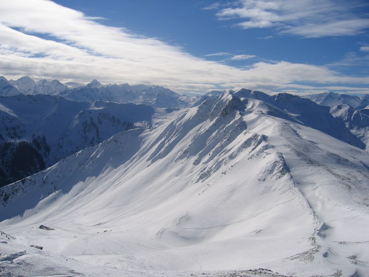 Utsikten mot ett av Saalbach berg. Foto: Jag själv. Åkare: Ingen.