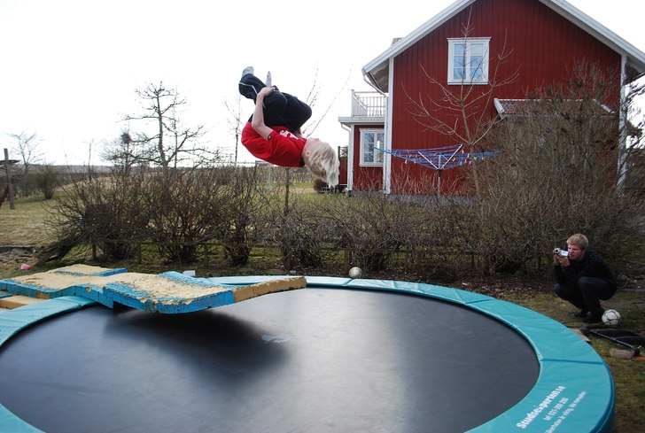 Jag sätter dubble front för första gången:). Foto: Pappa. Åkare: jag (oskar).