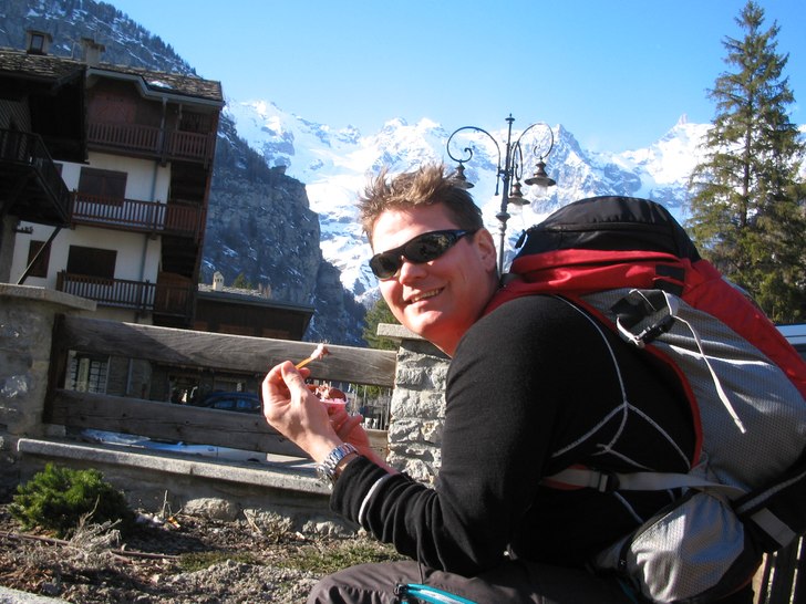 Ett besök på gelaterian i Courmayeur. 
"Sa. Foto: Karin Ekström. Åkare: Stefan Vikberg.