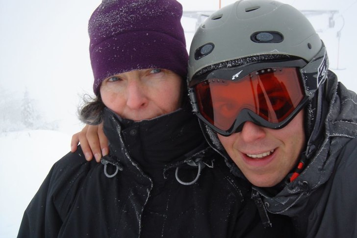 Jag och mor i liften. Foto: Jens sandquist.