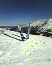 Our boards crossed on the absolout top of Flauchau. Foto: Christoffer Havrell. Åkare: none.