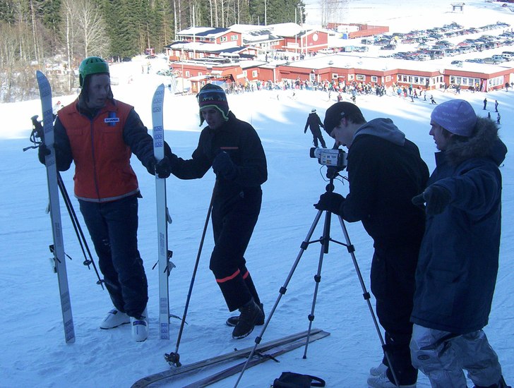 Inspelning av liftkungen! Snart på en dataskärm . Foto: Magnus Engstrand. Åkare: Tommi, Mattson, Freddan, Nicke.