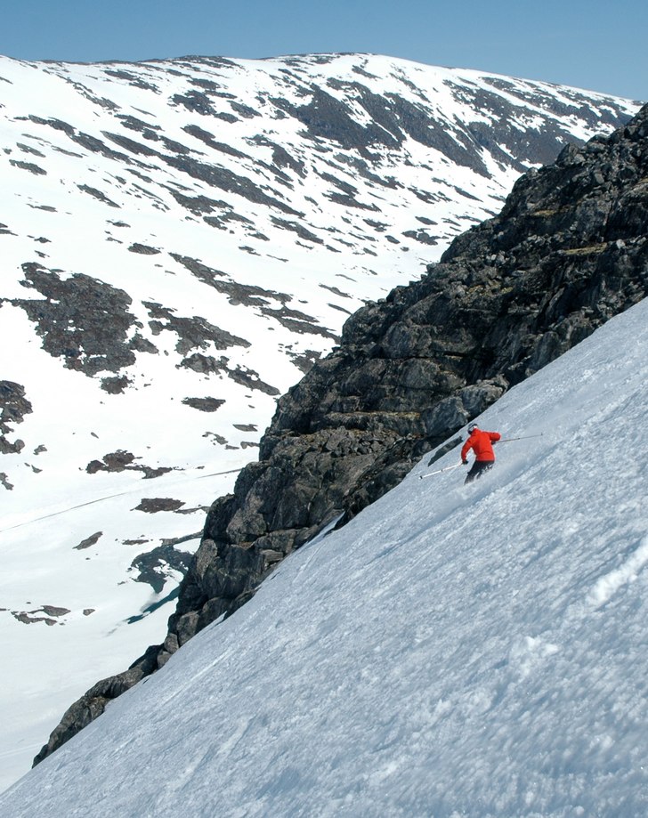 Stryn när det är som bäst. Brant och slask.. Foto: Johan. Åkare: Broman.