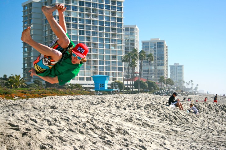 Chillar på stranden i Usa!. Foto: Kennet Östman(far). Åkare: Markus Östman.