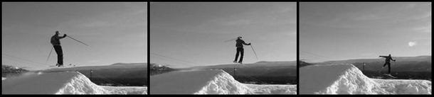 Första hopper med skidor i mitt liv.. Foto: Ola längkvist. Åkare: Johan cedersjö.