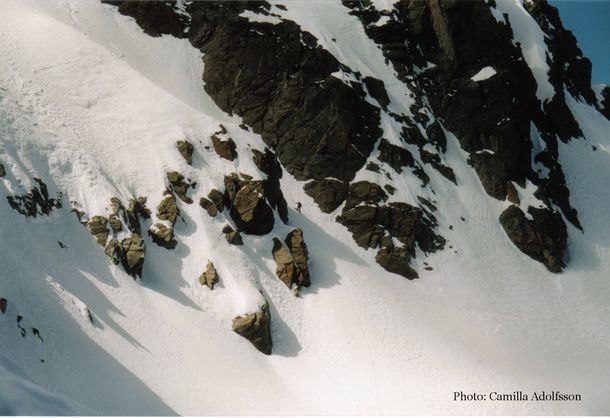 Chamonix, baksidan ovanför col cornu... Foto: Camilla Adolfsson. Åkare: Johan Engman.