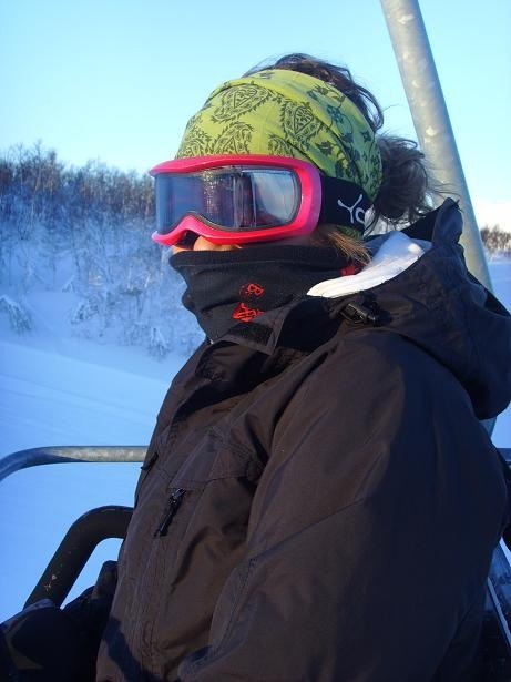 I liften -19 grader.. Foto: Jennifer Karlsson. Åkare: Lizette Weijmers.