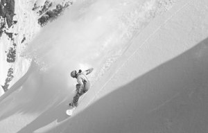 Skönt aprilpuder vid insteget av orientation tabl. Foto: Victor Apelgren. Åkare: Erik Lindgren.