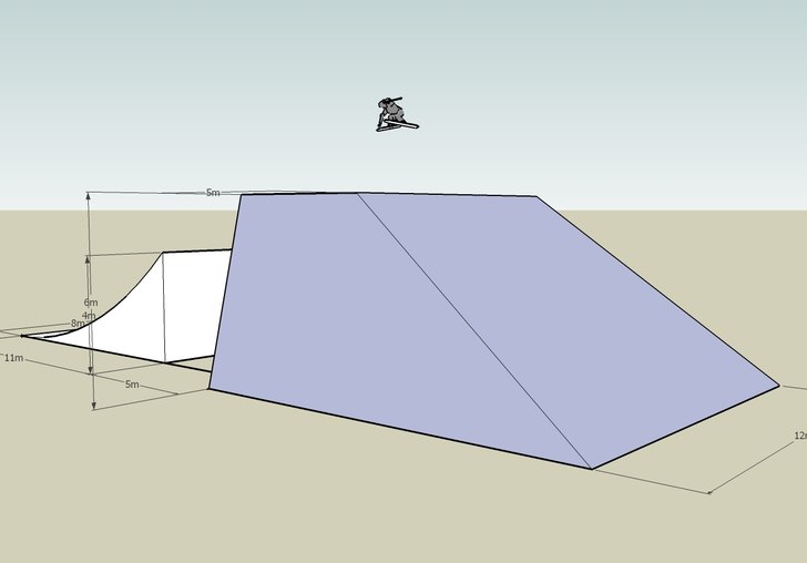 Hoppet vi planerar för Skifix Big Air #2 och #3. Foto: Emil. Åkare: 3d-modell.