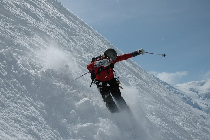 En underbar eftermiddag på Aiguille du Midi, bild. Foto: Peter Svensson. Åkare: Christian Areskoug.