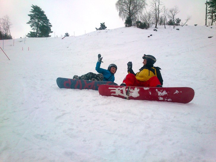 Privatlektion i snowboard.. Foto: Fabian Rimfors. Åkare: Gaël Joly.