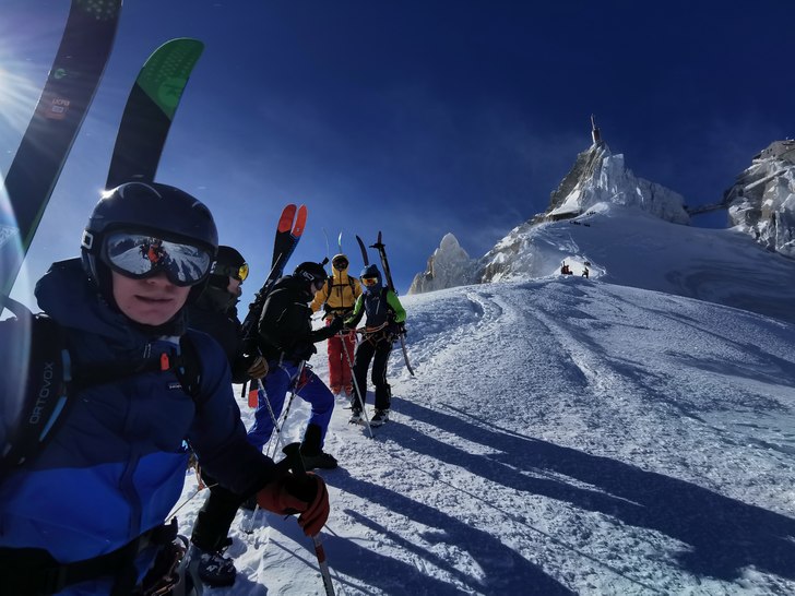 Hård vind i Vallee Blanche.