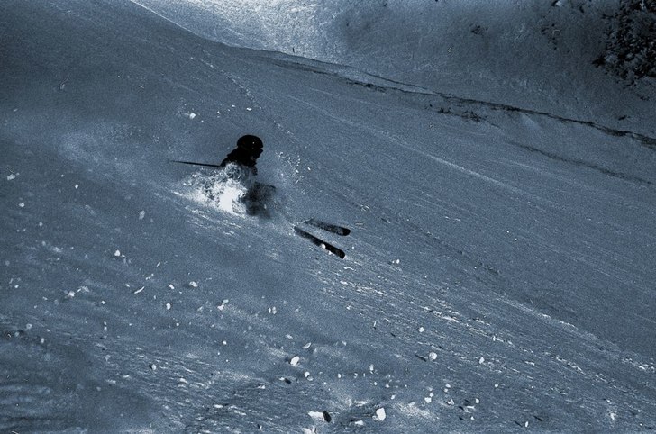 Räven på ett av åres underbara puderåk en soli. Foto: Joel Bergqvist. Åkare: Räven.