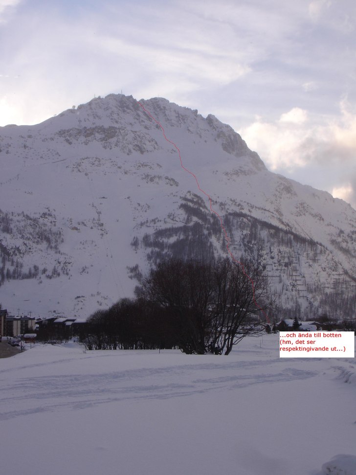 Åkte ungefär där röda linjen är (Bent pajjade.