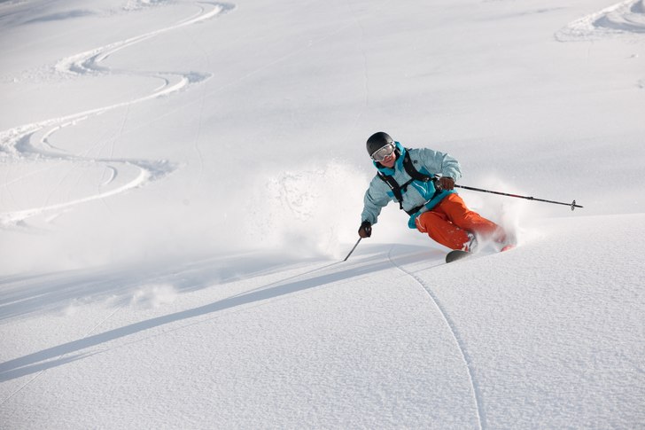 Skidglädje på Gornergrat. Foto: Hans Sellberg. Åkare: Christian Fickler.