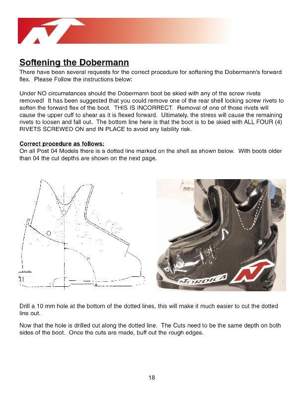 screenshot av en-sidigt pdf dokument.. Foto: nordica?. Åkare: nordica "softening boots.pdf".