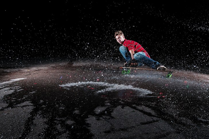 Kvällssession med vattenballonger!. Foto: Andreas Bryngel. Åkare: Algot Olsen.