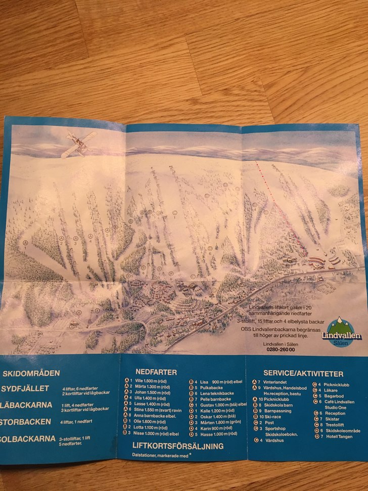 Pistkarta Lindvallen 1984..