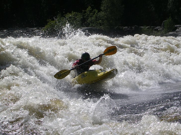 Kusinen ligger ute o studsar i gamla kraftverksvå. Foto: Jonas Nyberg. Åkare: Mattias Wagenius.
