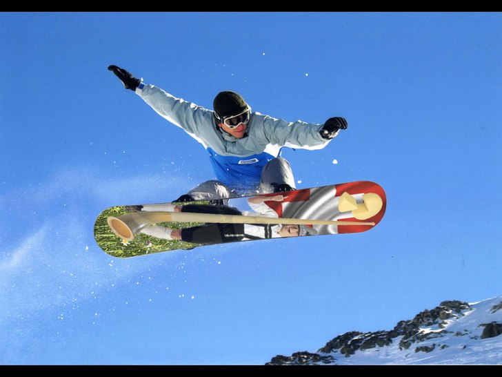 Ner med hela etablissemanget, jag kör snowboard!.