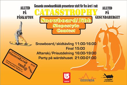 catasstrophy slopestyle tävling för skidor o sno.