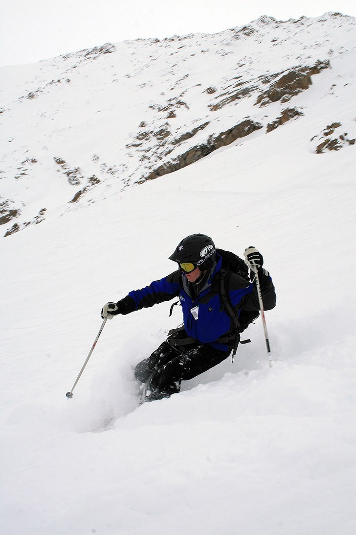 Dave och undertecknad river puder på ökända Eas. Foto: David Merritt. Åkare: Jonas Emilsson.