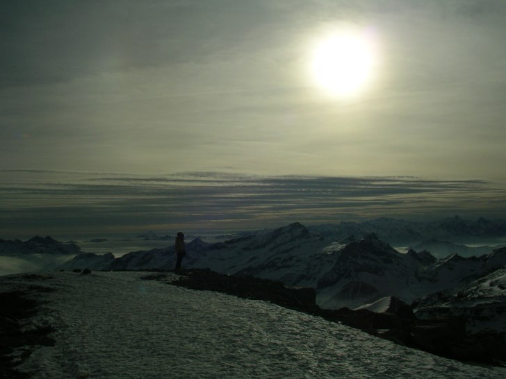 Utsikt från toppen av Punta Indren liften . Foto: Chatarina Larson. Åkare: Ronnie Magnusson.